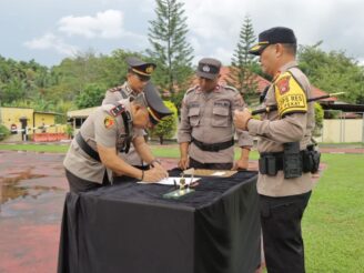 Kapolres Bone Bolango Pimpin Sertijab Kasat Intelkam, Kasiwas, dan Kapolsek Bone Raya