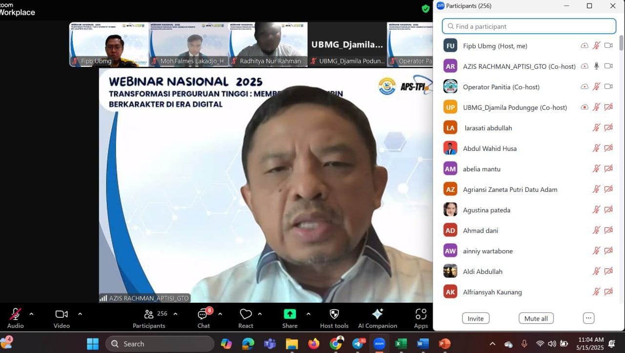UBM Gorontalo : Webinar Nasional bertajuk “Transformasi Perguruan Tinggi Membentuk Pemimpin Berkarakter di Era Digital”, Kamis (15/5/2025)