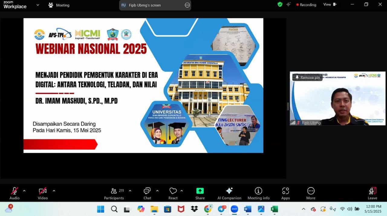 UBM Gorontalo Menggelar Webinar Nasional 2025 sebagai respon terhadap maraknya dekadensi moral di kalangan mahasiswa akibat pesatnya perkembangan teknologi informasi ( Foto : Hms)