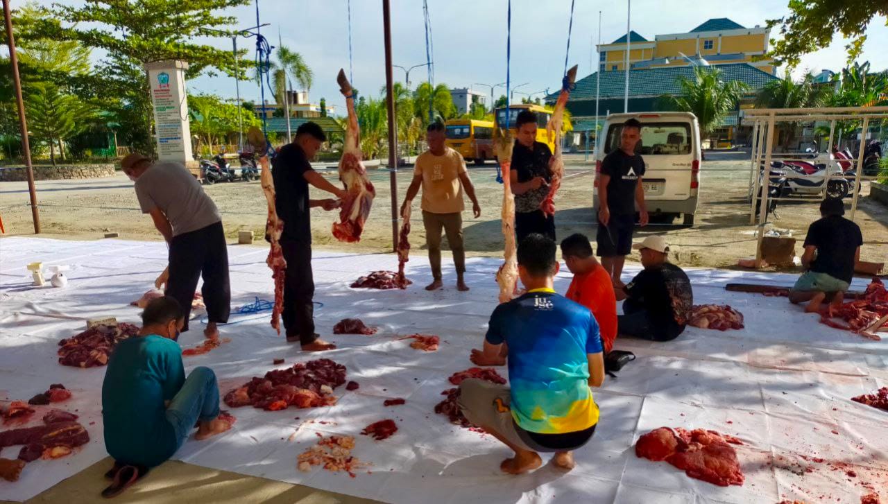 Proses Pembagian Daging Qurban di UBM Gorontalo, 6 /6 ( Foto : Hms)