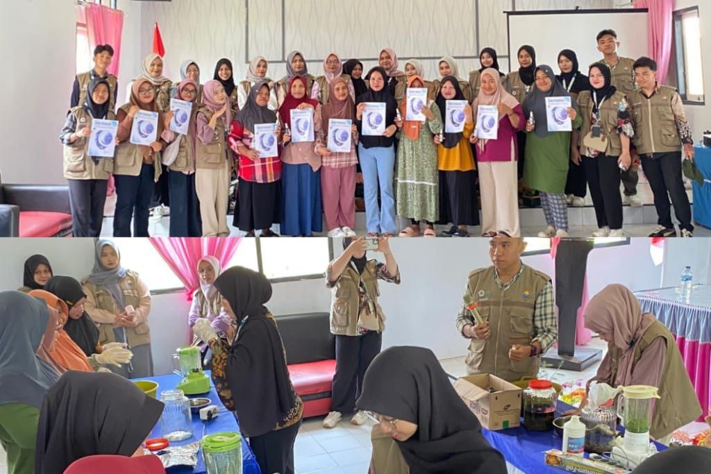 Mahasiswa KKN PK UNG 2025,pembuatan larvasida CitrySida, 18 Juli 2025 di Kantor Desa Dulupi ( Foto : Ist)