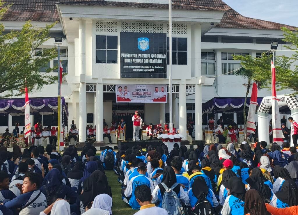 Ketua PMI Provinsi Gorontalo, Ishak Liputo saat sambutan HUT Ke 80 PMI, Sabtu, 27/9/2025