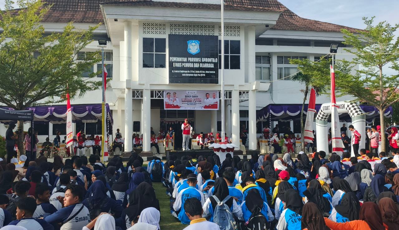 Ketua PMI Provinsi Gorontalo, Ishak Liputo saat sambutan HUT Ke 80 PMI, Sabtu, 27/9/2025