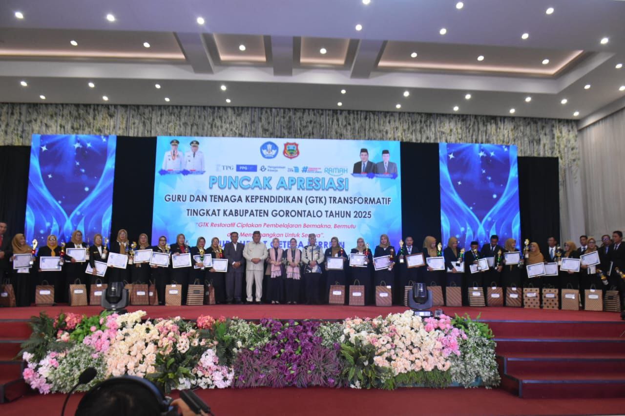 Pemerintah Kabupaten Gorontalo menggelar Puncak Apresiasi Guru dan Tenaga Kependidikan (GTK) Transformatif Tahun 2025