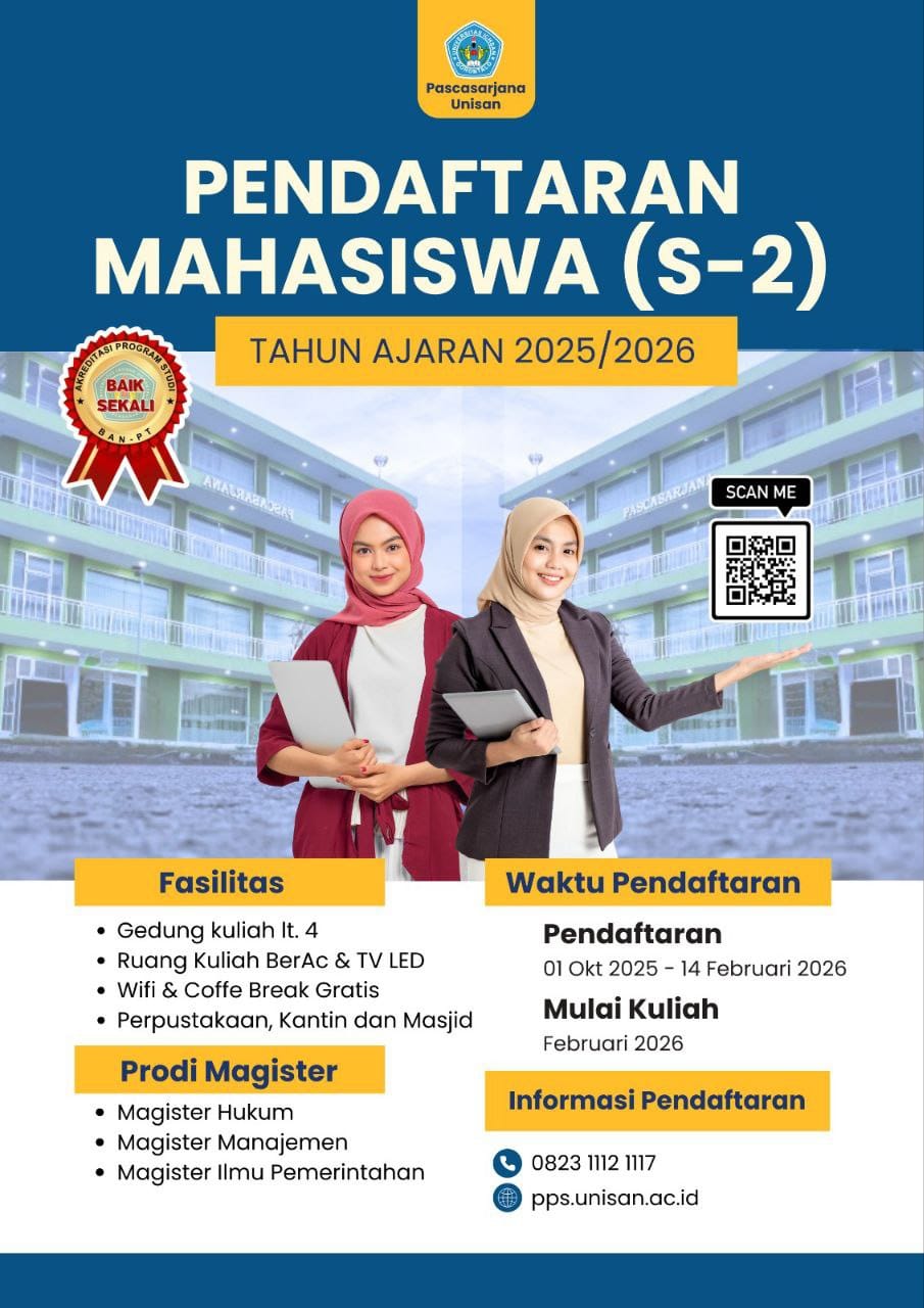 Flayer Pendaftaran Program Magister UNISAN Gorontalo