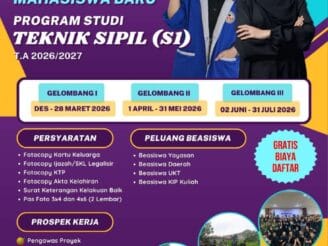 UNBITA Gorontalo Buka PMB Teknik Sipil 2026/2027, Pendaftaran Gratis dan Banyak Beasiswa
‎