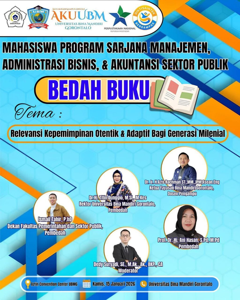 Flayer Beda Buku “Relevansi Kepemimpinan Otentik dan Adaptif bagi Generasi Milenial ".