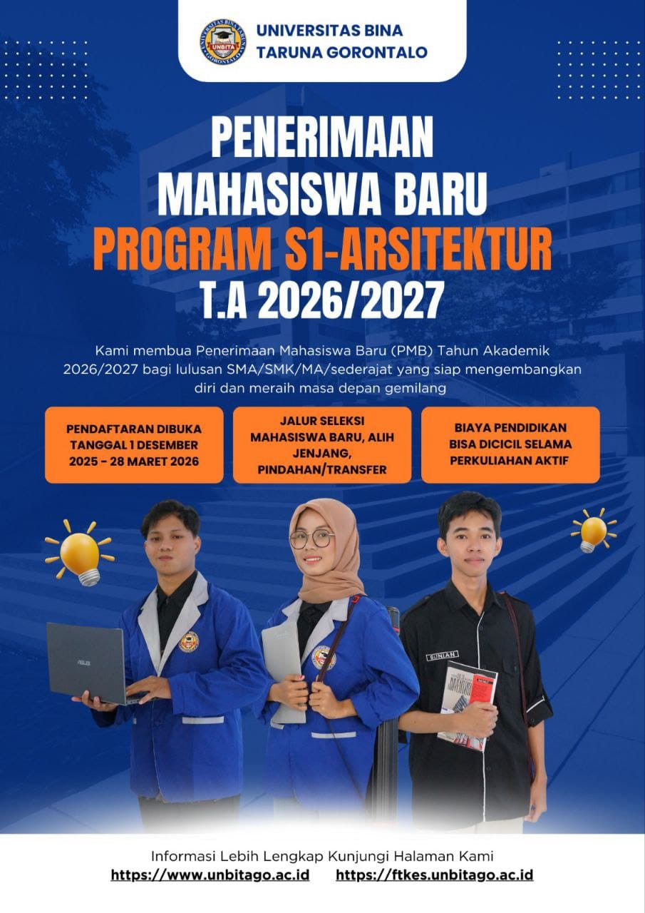 Flayer : Penerimaan Mahasiswa Baru Program Studi Arsitektur UNBITA Gorontalo