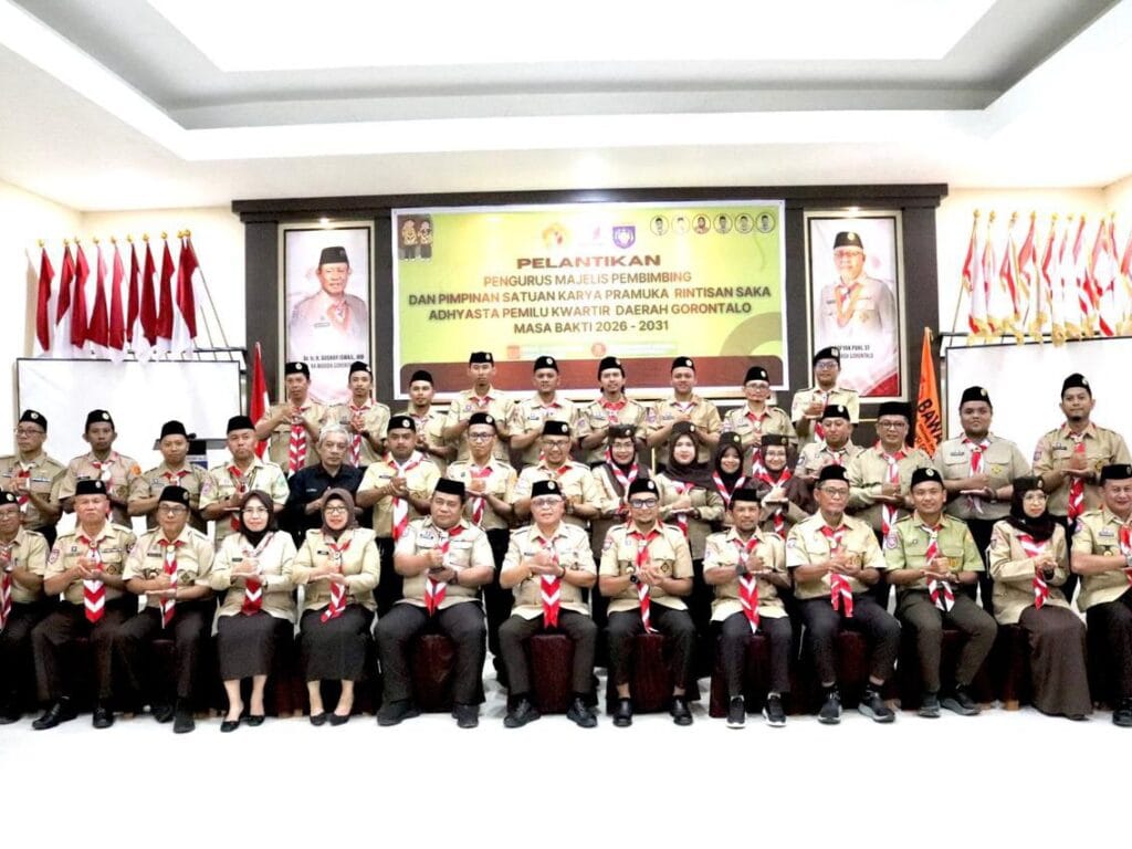 Pelantikan Pengurus Majelis Pembimbing Saka (Mabisaka) dan Pimpinan Satuan Karya (Pinsaka) Pramuka Rintisan Saka Adhyasta Pemilu Kwartir Daerah Gorontalo Masa Bakti 2026–2031, Senin (16/02/2026).