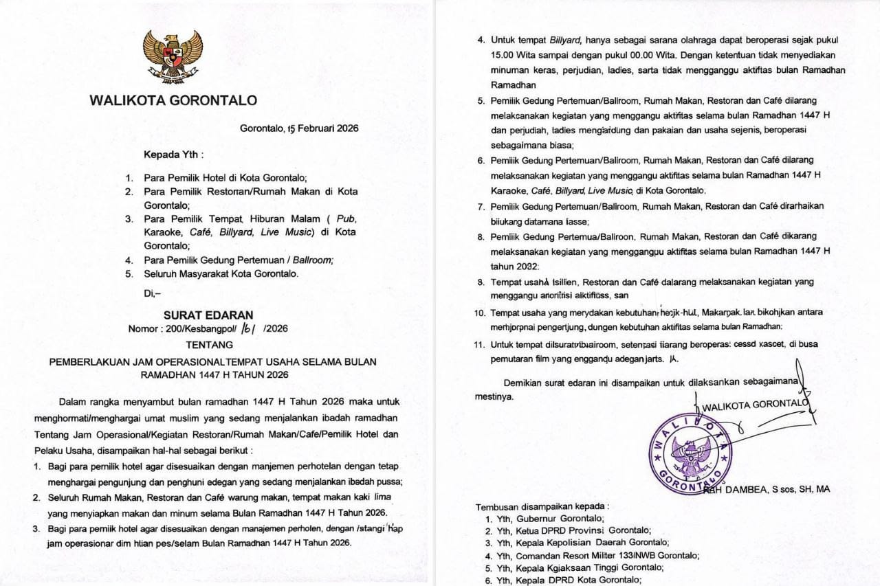 Surat Edaran Wali Kota Gorontalo