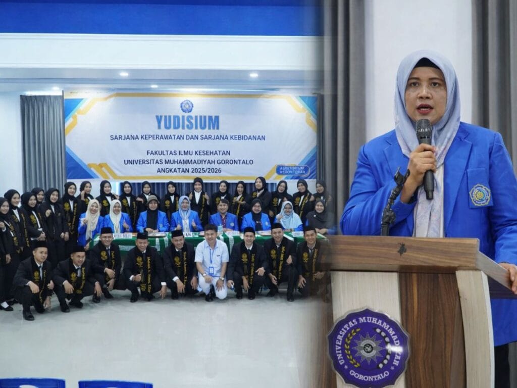 Fakultas Ilmu Kesehatan (FIKES) Universitas Muhammadiyah Gorontalo (UMGO) menggelar Yudisium Sarjana Keperawatan dan Sarjana Kebidanan, Senin (2/2/2026).