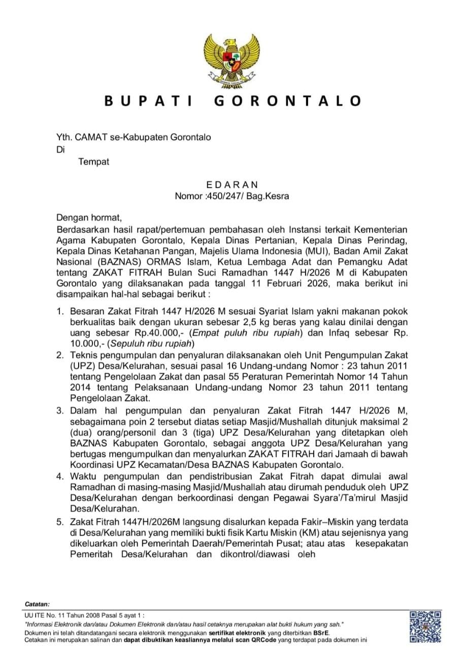 Surat Edaran Bupati Gorontalo