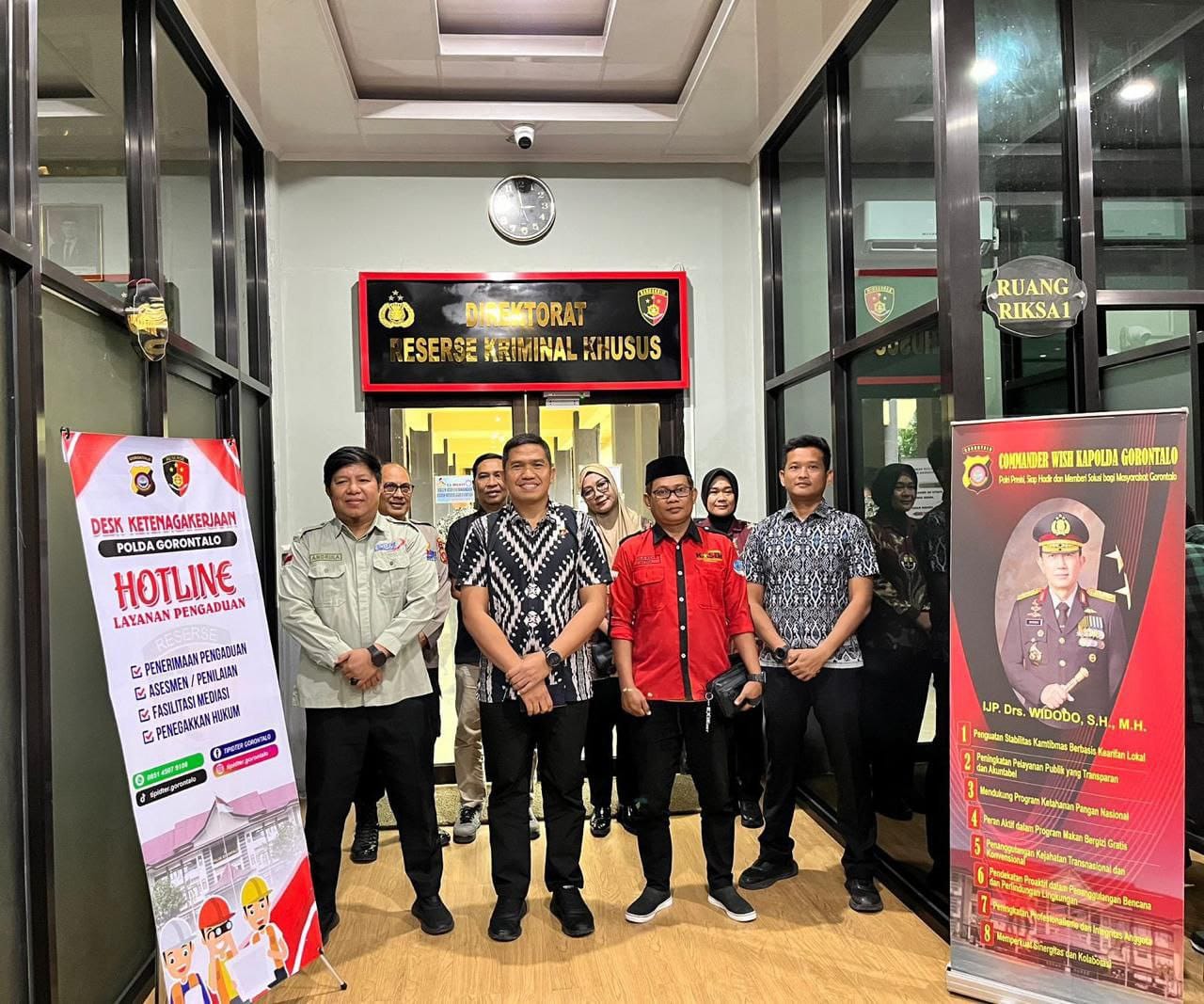 Ditreskrimsus Polda Goreng melakukan audiensi dan sosialisasi Posko Desk Ketenagakerja