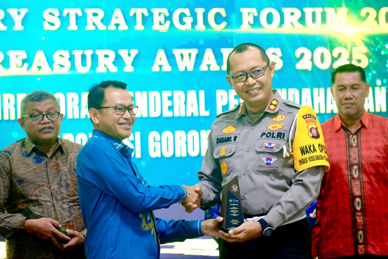 Empat satuan kerja satker Polda Gorontalo berhasil menyabet penghargaan pada ajang Treasury Strategic Forum 2026 & Treasury Award 2025